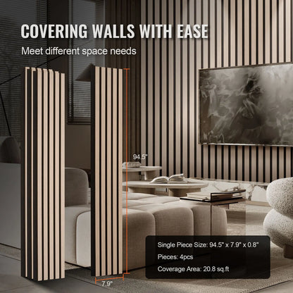 Wood Slat Acoustic Panels, 7.9 x 94.5 inch, MDF Accent Wooden Wall Panels for Modern Interior Wall Decor, Faux Wood Wall Board Panels for Noise Reduction, Silver Wood - Image 6