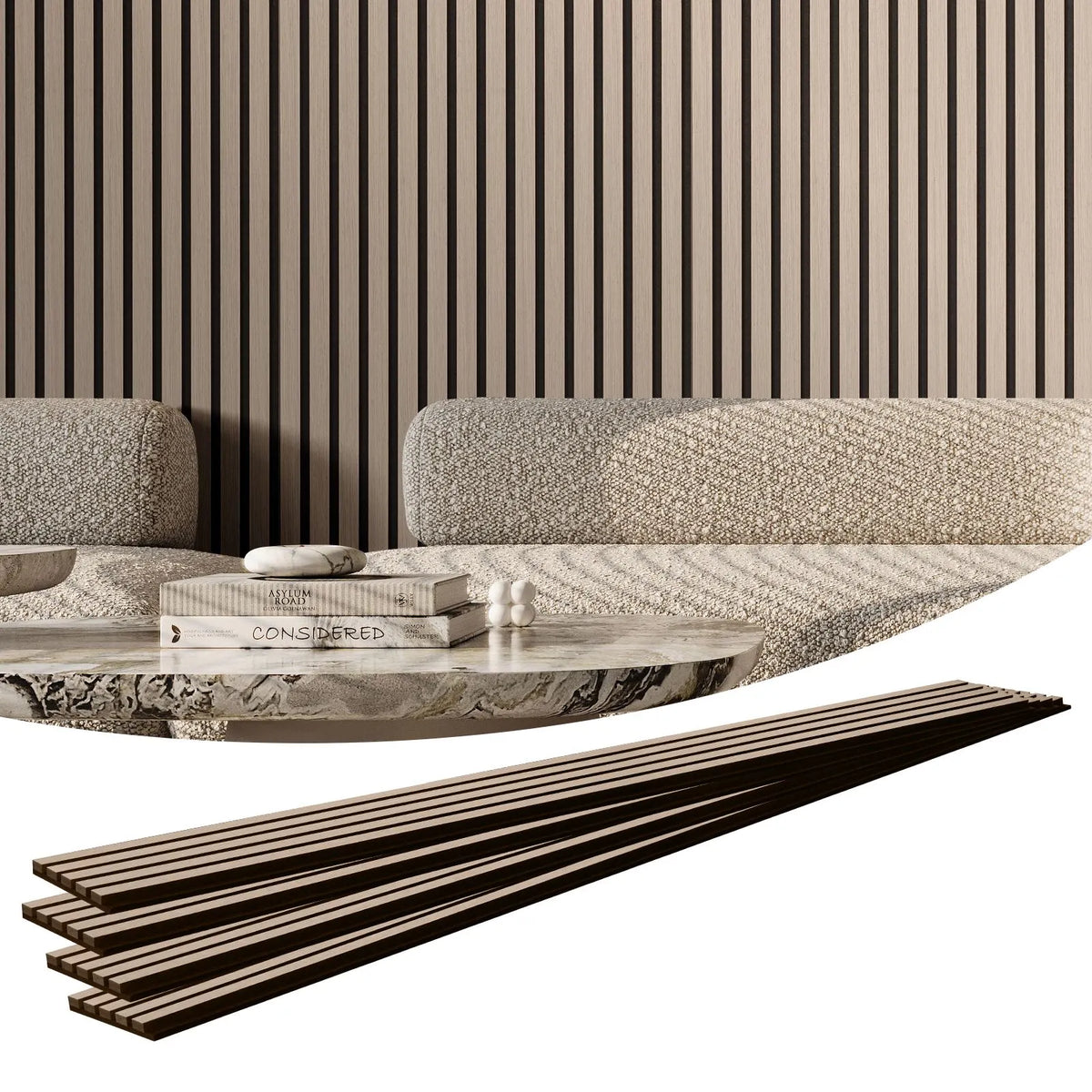 Wood Slat Acoustic Panels, 7.9 x 94.5 inch, MDF Accent Wooden Wall Panels for Modern Interior Wall Decor, Faux Wood Wall Board Panels for Noise Reduction, Silver Wood - Image 9