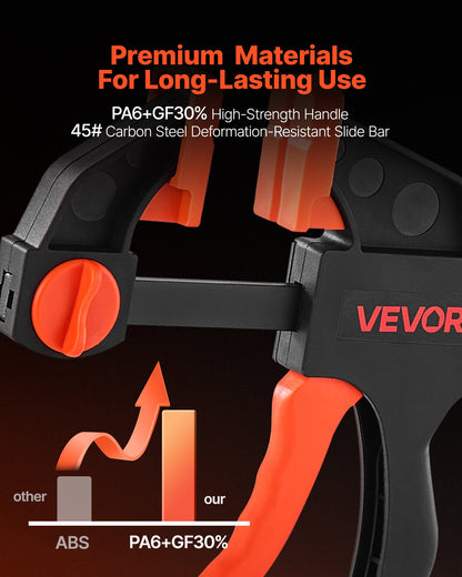 Bar Clamps for Woodworking, 2-Pack 30.48 cm and 2-Pack 15.24 cm, One-Handed Clamp/Spreader, Quick-Grip F-Clamp with 70 kg Load Limit, Premium Plastic and Steel, for Woodworking Metal working - Image 2