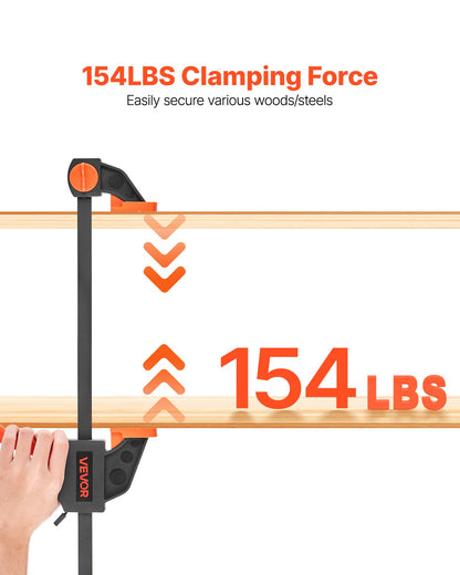 Bar Clamps for Woodworking, 2-Pack 30.48 cm and 2-Pack 15.24 cm, One-Handed Clamp/Spreader, Quick-Grip F-Clamp with 70 kg Load Limit, Premium Plastic and Steel, for Woodworking Metal working - Image 4