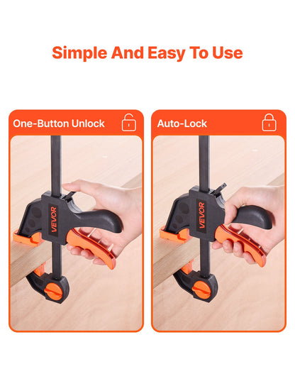 Bar Clamps for Woodworking, 2-Pack 30.48 cm and 2-Pack 15.24 cm, One-Handed Clamp/Spreader, Quick-Grip F-Clamp with 70 kg Load Limit, Premium Plastic and Steel, for Woodworking Metal working - Image 5