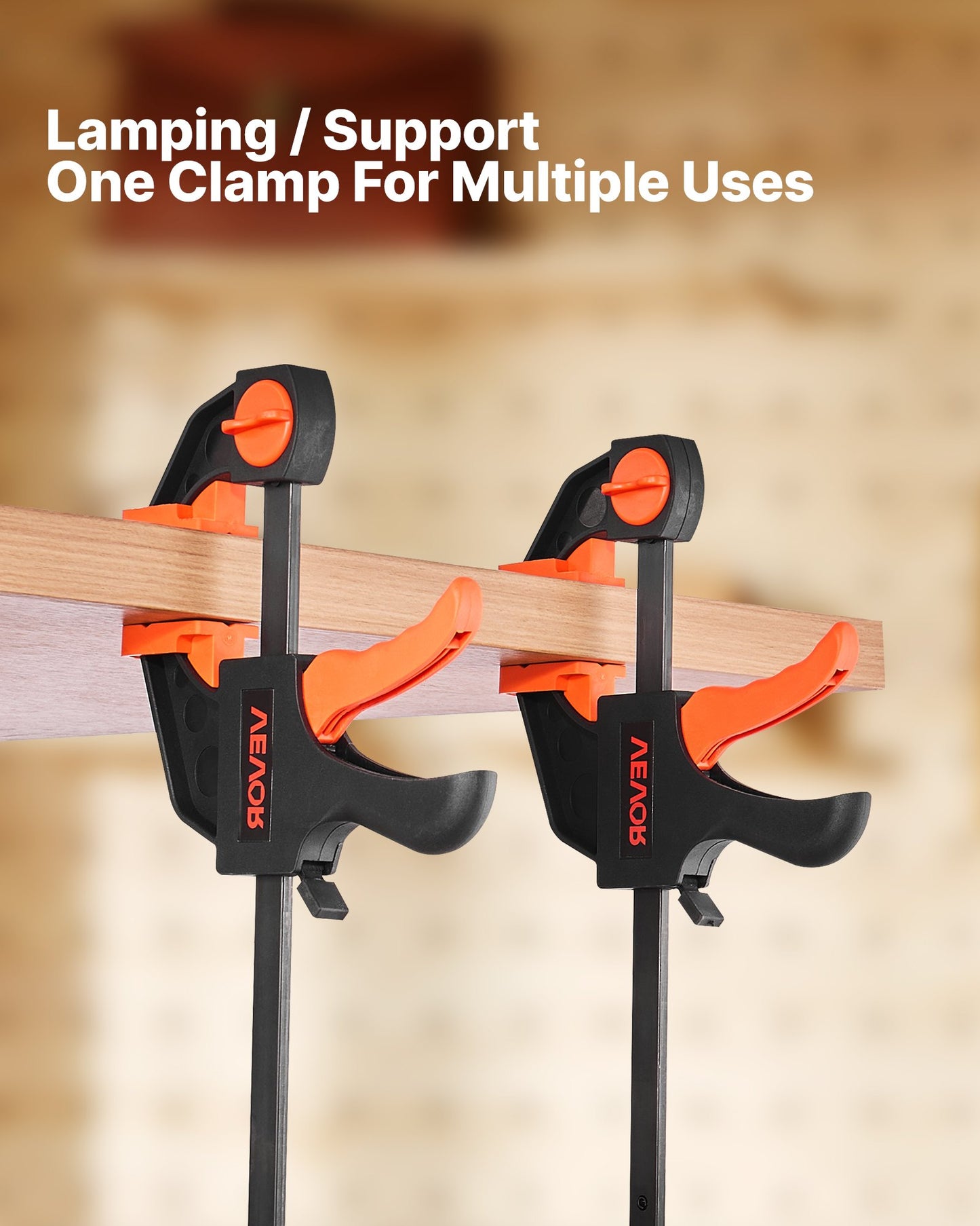 Bar Clamps for Woodworking, 2-Pack 30.48 cm and 2-Pack 15.24 cm, One-Handed Clamp/Spreader, Quick-Grip F-Clamp with 70 kg Load Limit, Premium Plastic and Steel, for Woodworking Metal working - Image 6