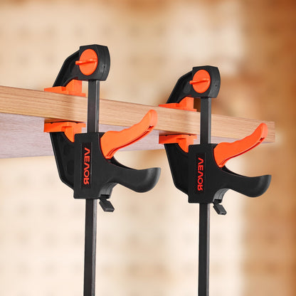 Bar Clamps for Woodworking, 2-Pack 30.48 cm and 2-Pack 15.24 cm, One-Handed Clamp/Spreader, Quick-Grip F-Clamp with 70 kg Load Limit, Premium Plastic and Steel, for Woodworking Metal working - Image 8