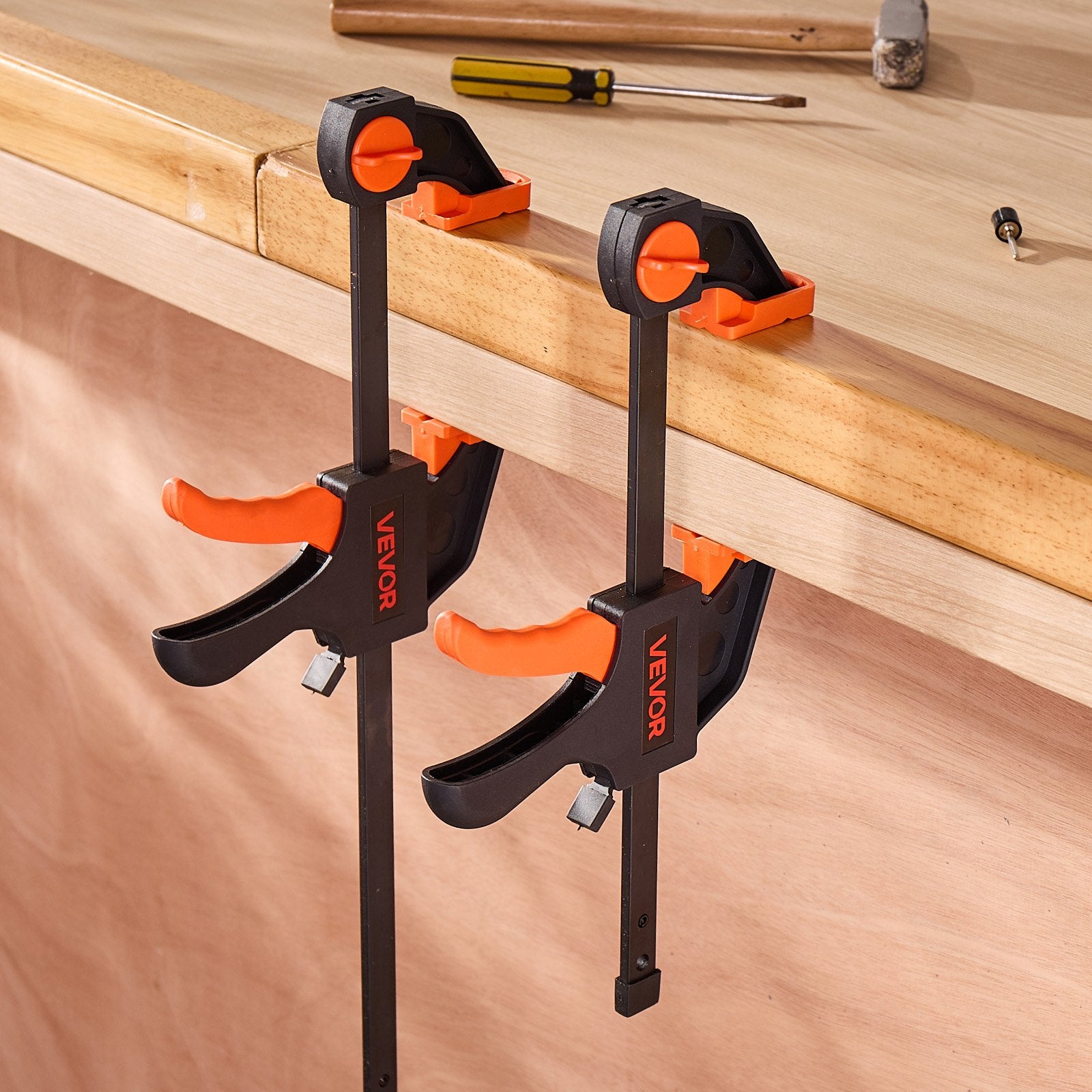 Bar Clamps for Woodworking, 2-Pack 30.48 cm and 2-Pack 15.24 cm, One-Handed Clamp/Spreader, Quick-Grip F-Clamp with 70 kg Load Limit, Premium Plastic and Steel, for Woodworking Metal working - Image 9