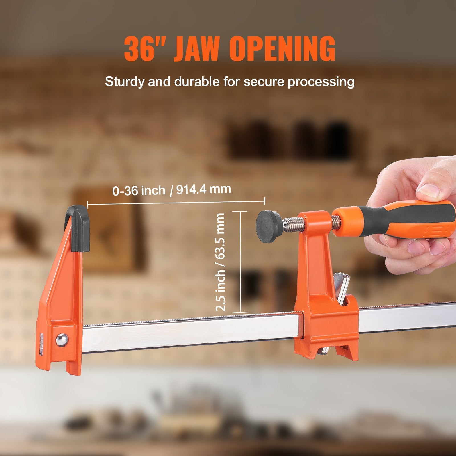 Bar Clamps for Woodworking, 2-Pack 914mm Clamp, Quick-Change F Clamp with 600 lbs Load Limit, 2.5" Throat Depth, Cast Iron and Carbon Steel, Wood Clamps for Woodworking Metal Working - Image 3