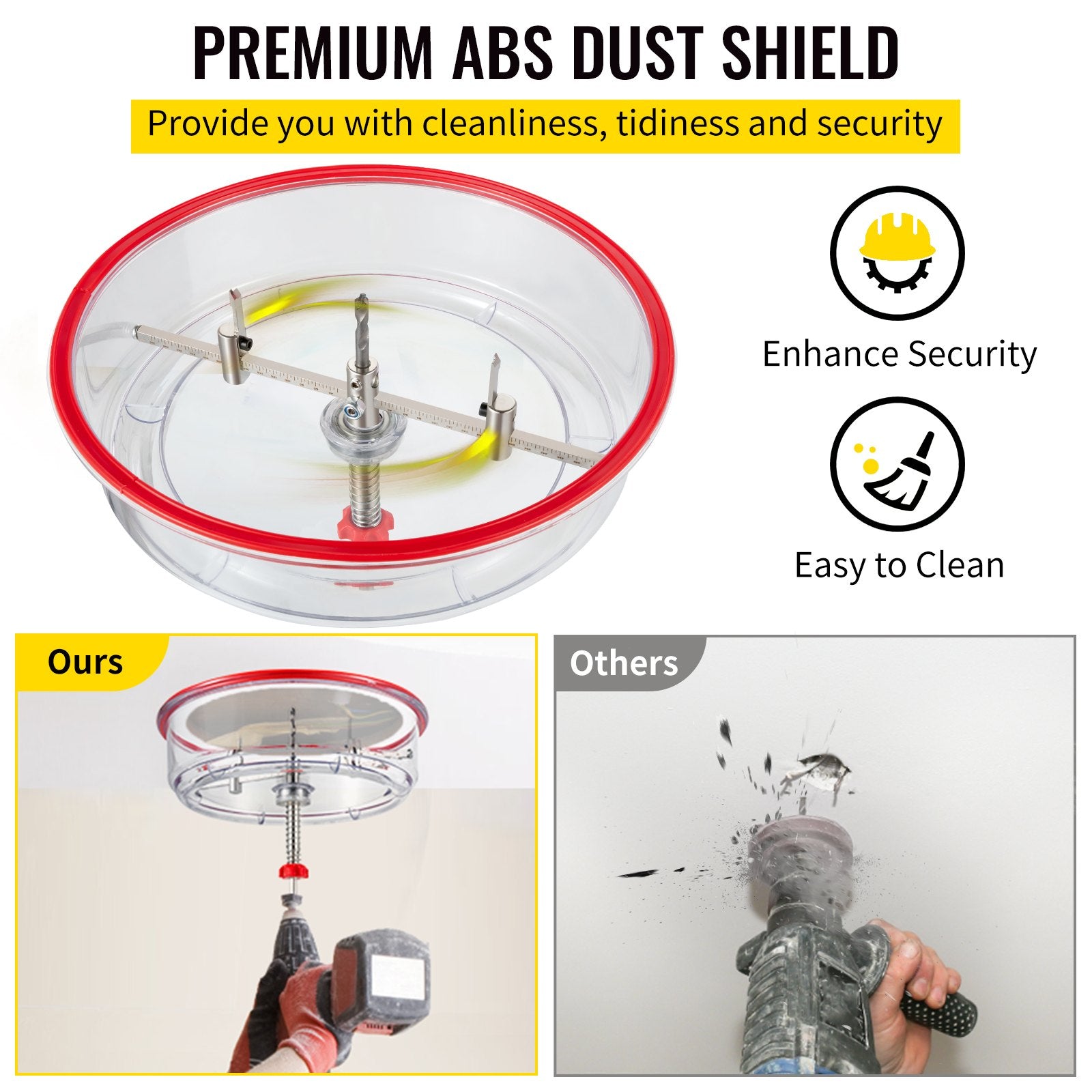 Adjustable Hole Saw Cutter Kit, 1-5/8\" to 11-13 /16\" (40-300 mm), Recessed Hole Saw with PC Dust Shield, Two Replaceable Pilot Drill Bits, for Recessed Lights, Ceiling Speakers, Vent Holes - Image 5
