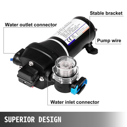 Water Pressure Diaphragm Pump, 12V FL-40 High Pressure Diaphragm Water Pump, 40PSI Automatic Self Priming Water Pump, 17L/MIN Misting Booster Sprayer Diaphragm Pump for Caravan Boat RV Garden - Image 3