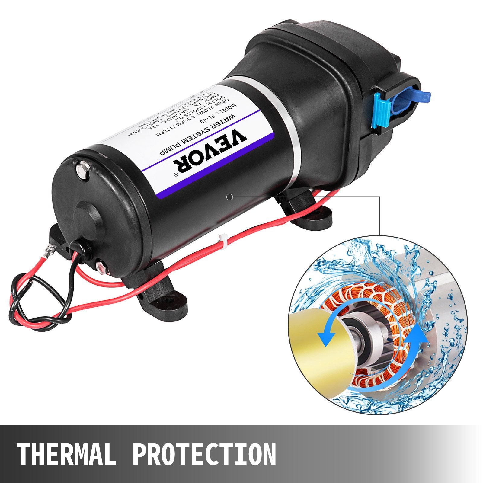 Water Pressure Diaphragm Pump, 12V FL-40 High Pressure Diaphragm Water Pump, 40PSI Automatic Self Priming Water Pump, 17L/MIN Misting Booster Sprayer Diaphragm Pump for Caravan Boat RV Garden - Image 4