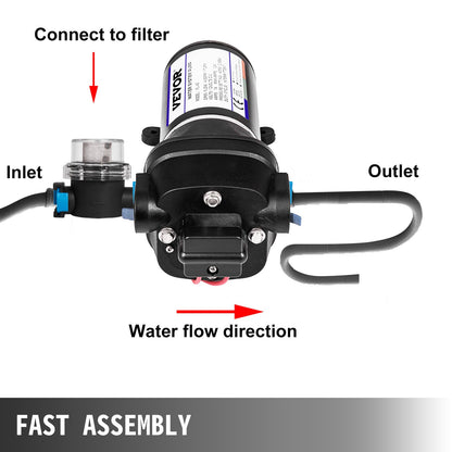 Water Pressure Diaphragm Pump, 12V FL-40 High Pressure Diaphragm Water Pump, 40PSI Automatic Self Priming Water Pump, 17L/MIN Misting Booster Sprayer Diaphragm Pump for Caravan Boat RV Garden - Image 6