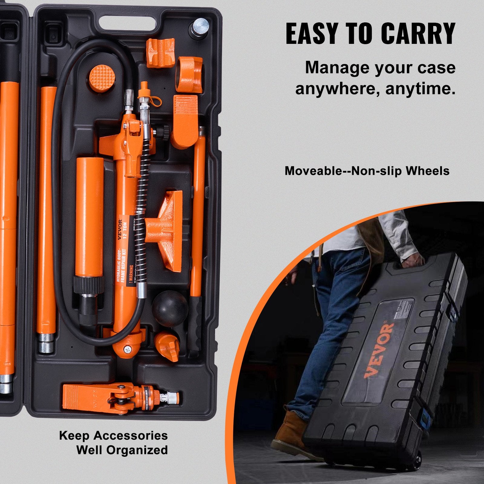 12 Ton Hydraulic Jack Air Pump Lift Ram Body Frame Porta Power Repair Kits - Image 5