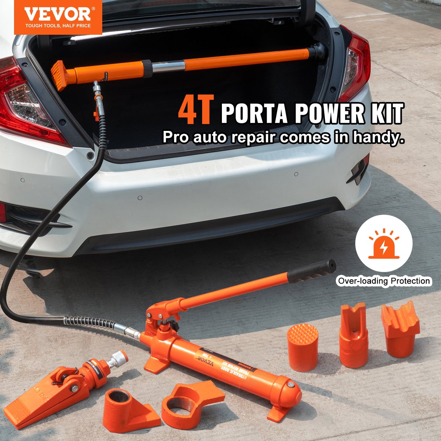 4 Ton Porta Power Kit, Portable Hydraulic Jack with 3.9 ft/1.2 m Oil Hose, Auto Body Frame Repair Kit with Storage Case for Car Repair, Truck, Farm (8800 LBS) - Image 2