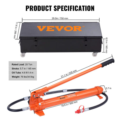 20 Ton Porta Power Kit, Portable Hydraulic Jack with 4.6 ft/1.4 m Oil Hose, Car Frame Repair Tool with Storage Case for Automotive, Heavy Equipment, Mechanic (44000 LBS) - Image 7