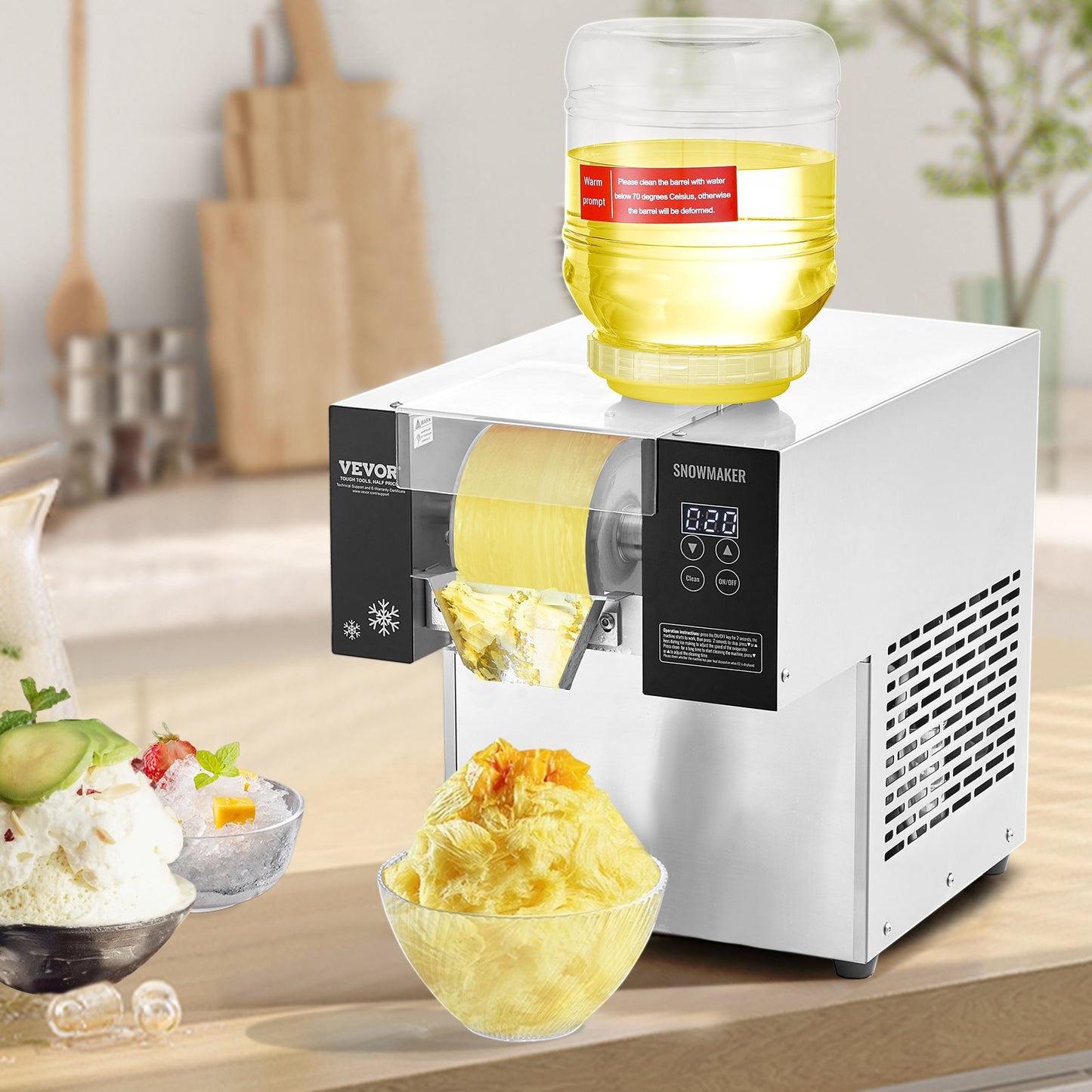 Commercial Snowflake Ice Machine, 276LBS/24H Snowflake Ice Maker, Stainless Steel Ice Shaver Machine, Electric Snow Cone Maker, Air Cooling System for Rapid Heat Dissipation, for Bakery, Cafe - Image 8