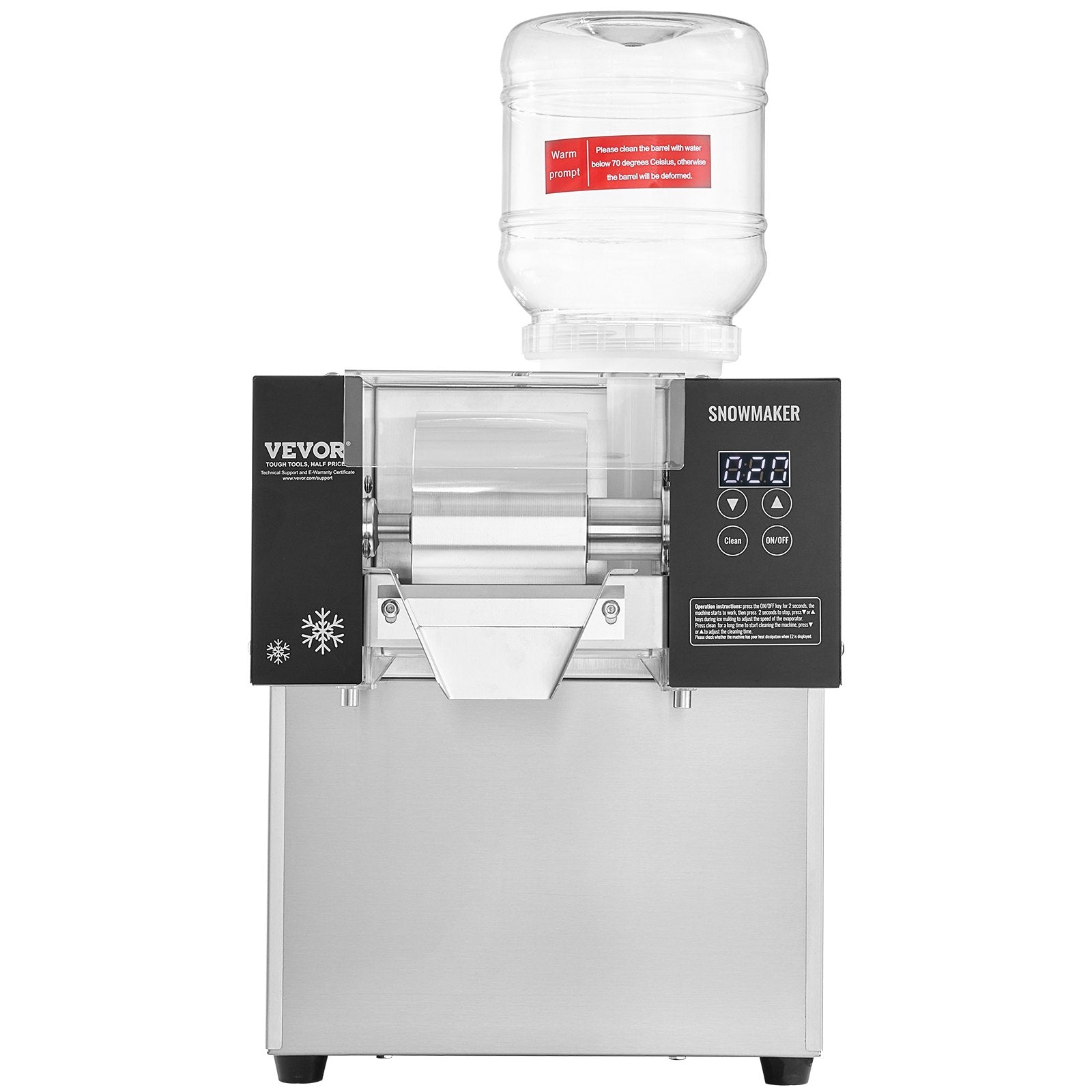 Commercial Snowflake Ice Machine, 276LBS/24H Snowflake Ice Maker, Stainless Steel Ice Shaver Machine, Electric Snow Cone Maker, Air Cooling System for Rapid Heat Dissipation, for Bakery, Cafe - Image 9