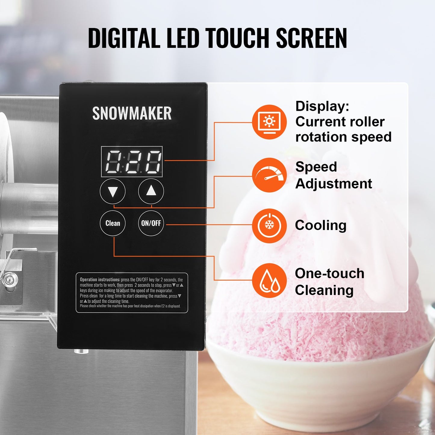 Commercial Snowflake Ice Machine, 375LBS/24H Snowflake Ice Maker, Stainless Steel Ice Shaver Machine, Electric Snow Cone Maker, Air Cooling System for Rapid Heat Dissipation, for Bakery, Cafe - Image 4