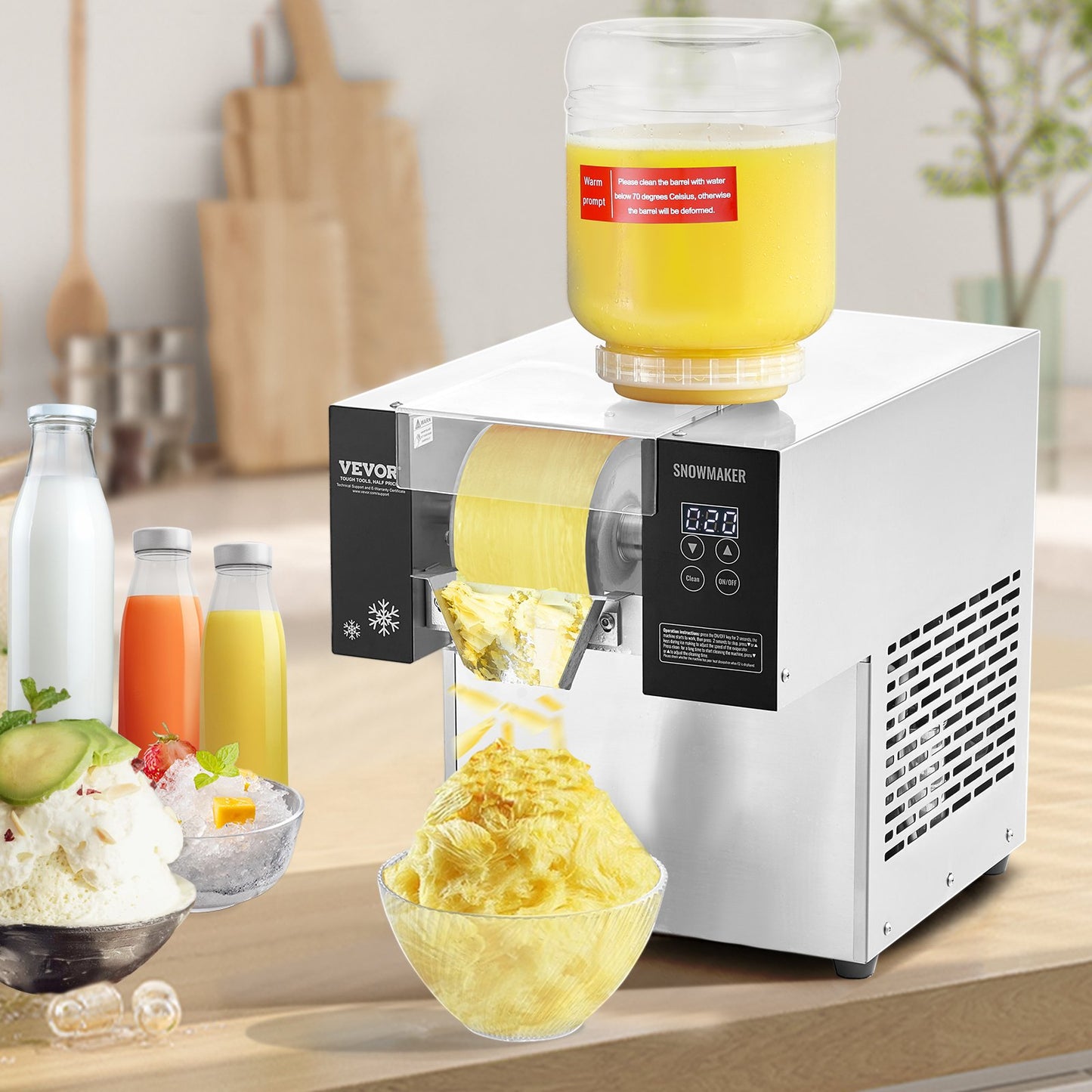 Commercial Snowflake Ice Machine, 375LBS/24H Snowflake Ice Maker, Stainless Steel Ice Shaver Machine, Electric Snow Cone Maker, Air Cooling System for Rapid Heat Dissipation, for Bakery, Cafe - Image 8