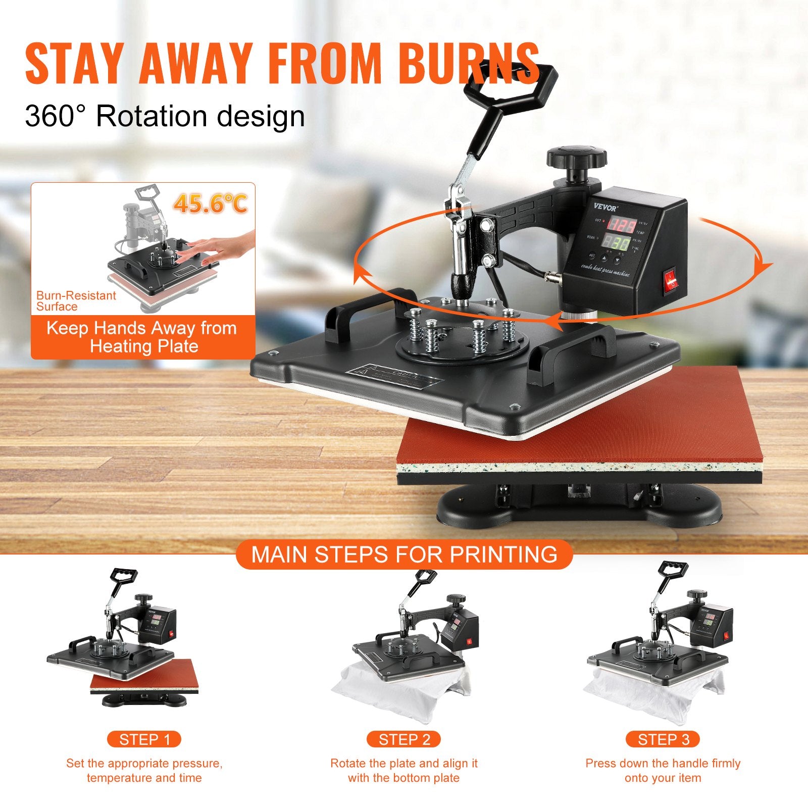 1400W Heat Press Machine 8 In 1 Sublimation Steel Frame Heat Presses with Temperature And Time Control (12X15INCH 8IN1) - Image 6