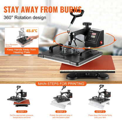 1400W Heat Press Machine 8 In 1 Sublimation Steel Frame Heat Presses with Temperature And Time Control (12X15INCH 8IN1) - Image 6