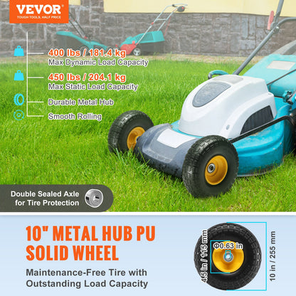 Solid PU Run-Flat Tire Wheel, 254 mm, 2-Pack, 181.4 kg Dynamic Load, 204.1 kg Static Load, Flat Free Tubeless Tires and Wheels for Hand Truck, Utility Cart, Dolly, Garden Trailer, Various Carts - Image 2