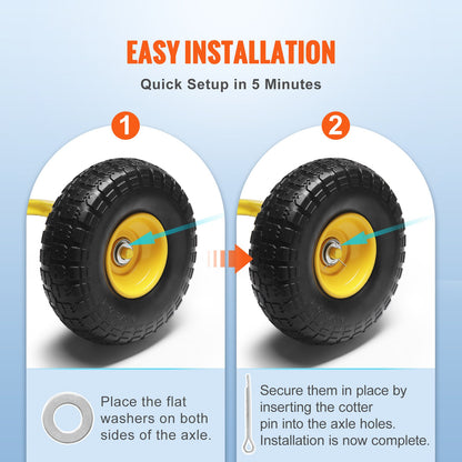 Solid PU Run-Flat Tire Wheel, 254 mm, 2-Pack, 181.4 kg Dynamic Load, 204.1 kg Static Load, Flat Free Tubeless Tires and Wheels for Hand Truck, Utility Cart, Dolly, Garden Trailer, Various Carts - Image 5