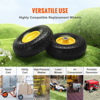 Solid PU Run-Flat Tire Wheel, 254 mm, 2-Pack, 181.4 kg Dynamic Load, 204.1 kg Static Load, Flat Free Tubeless Tires and Wheels for Hand Truck, Utility Cart, Dolly, Garden Trailer, Various Carts - Image 6