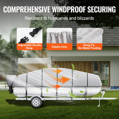 Pontoon Boat Cover 800D Waterproof Trailerable 19-20 ft with Storage Bag - Image 4