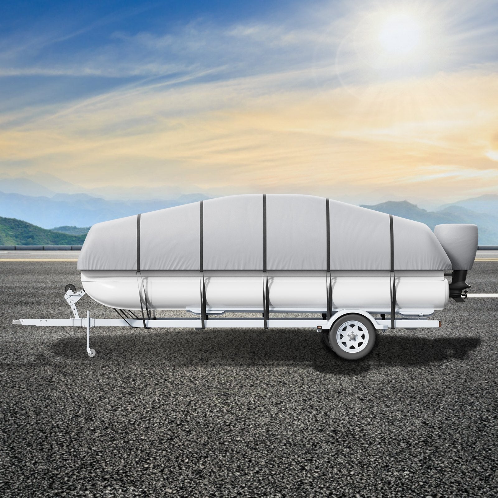 Pontoon Boat Cover 800D Waterproof Trailerable 19-20 ft with Storage Bag - Image 8