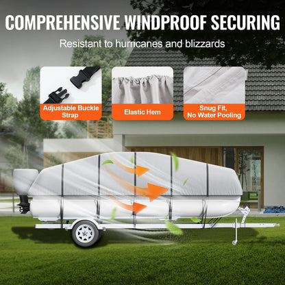 Pontoon Boat Cover 800D Waterproof Trailerable 23-24 ft with Storage Bag - Image 4