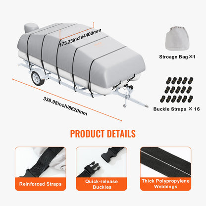 Pontoon Boat Cover 800D Waterproof Trailerable 23-24 ft with Storage Bag - Image 7
