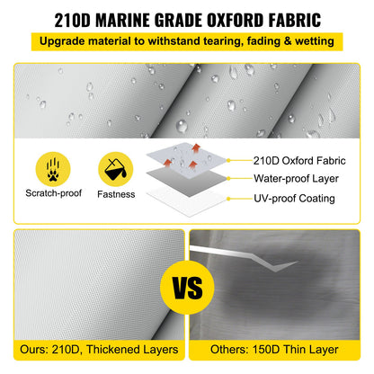 Pontoon Boat Cover, Fit for 17\'-20\' Boat, Heavy Duty 600D Marine Grade Oxford Fabric, UV Resistant Waterproof Trailerable Boat Cover with 2 Support Poles and 7 Wind-Proof Straps, Gray - Image 3