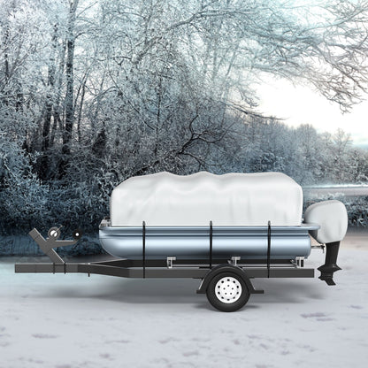 Pontoon Boat Cover, Fit for 17\'-20\' Boat, Heavy Duty 600D Marine Grade Oxford Fabric, UV Resistant Waterproof Trailerable Boat Cover with 2 Support Poles and 7 Wind-Proof Straps, Gray - Image 8