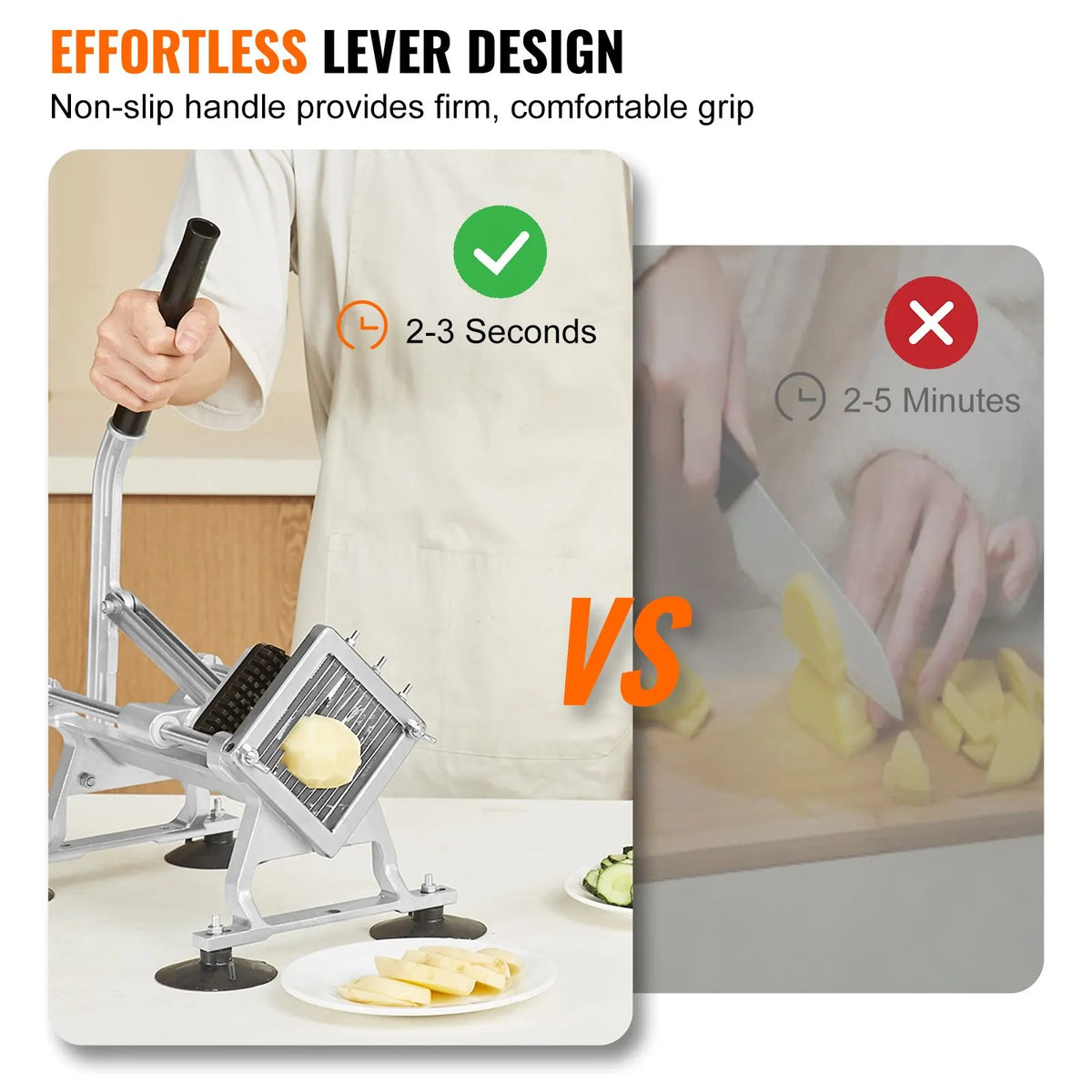 Commercial Vegetable Slicer, 1/4 inch Fruit Slicer, Stainless Steel and Aluminum Alloy Vegetable Cutter Slicer Machine, Manual Slicer with Non-slip Feet, for Radishes, Onions, Potatoes, Lemons - Image 3