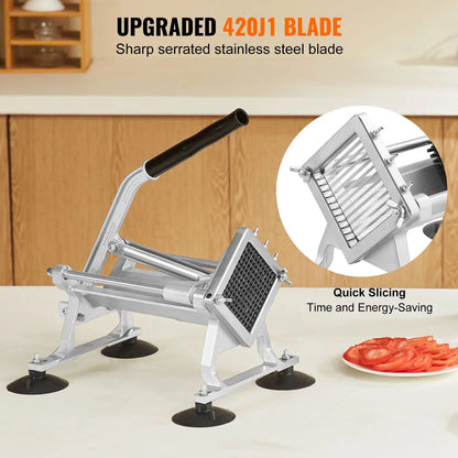 Commercial Vegetable Slicer, 1/4 inch Fruit Slicer, Stainless Steel and Aluminum Alloy Vegetable Cutter Slicer Machine, Manual Slicer with Non-slip Feet, for Radishes, Onions, Potatoes, Lemons - Image 4