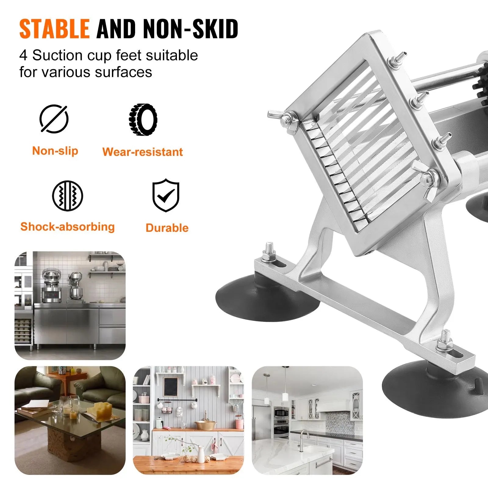 Commercial Vegetable Slicer, 1/4 inch Fruit Slicer, Stainless Steel and Aluminum Alloy Vegetable Cutter Slicer Machine, Manual Slicer with Non-slip Feet, for Radishes, Onions, Potatoes, Lemons - Image 5
