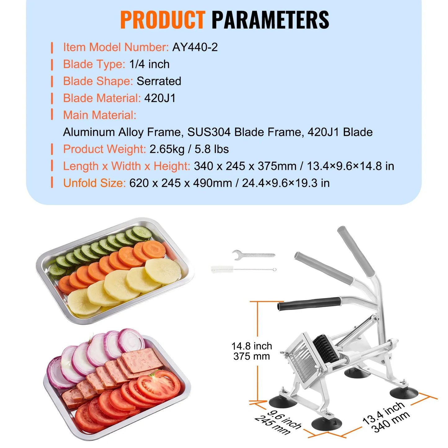 Commercial Vegetable Slicer, 1/4 inch Fruit Slicer, Stainless Steel and Aluminum Alloy Vegetable Cutter Slicer Machine, Manual Slicer with Non-slip Feet, for Radishes, Onions, Potatoes, Lemons - Image 7