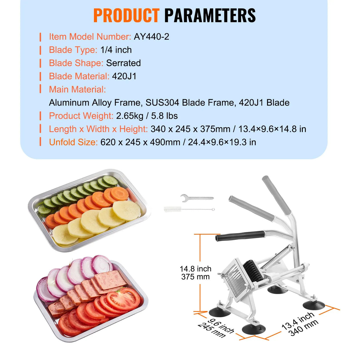 Commercial Vegetable Slicer, 1/4 inch Fruit Slicer, Stainless Steel and Aluminum Alloy Vegetable Cutter Slicer Machine, Manual Slicer with Non-slip Feet, for Radishes, Onions, Potatoes, Lemons - Image 7