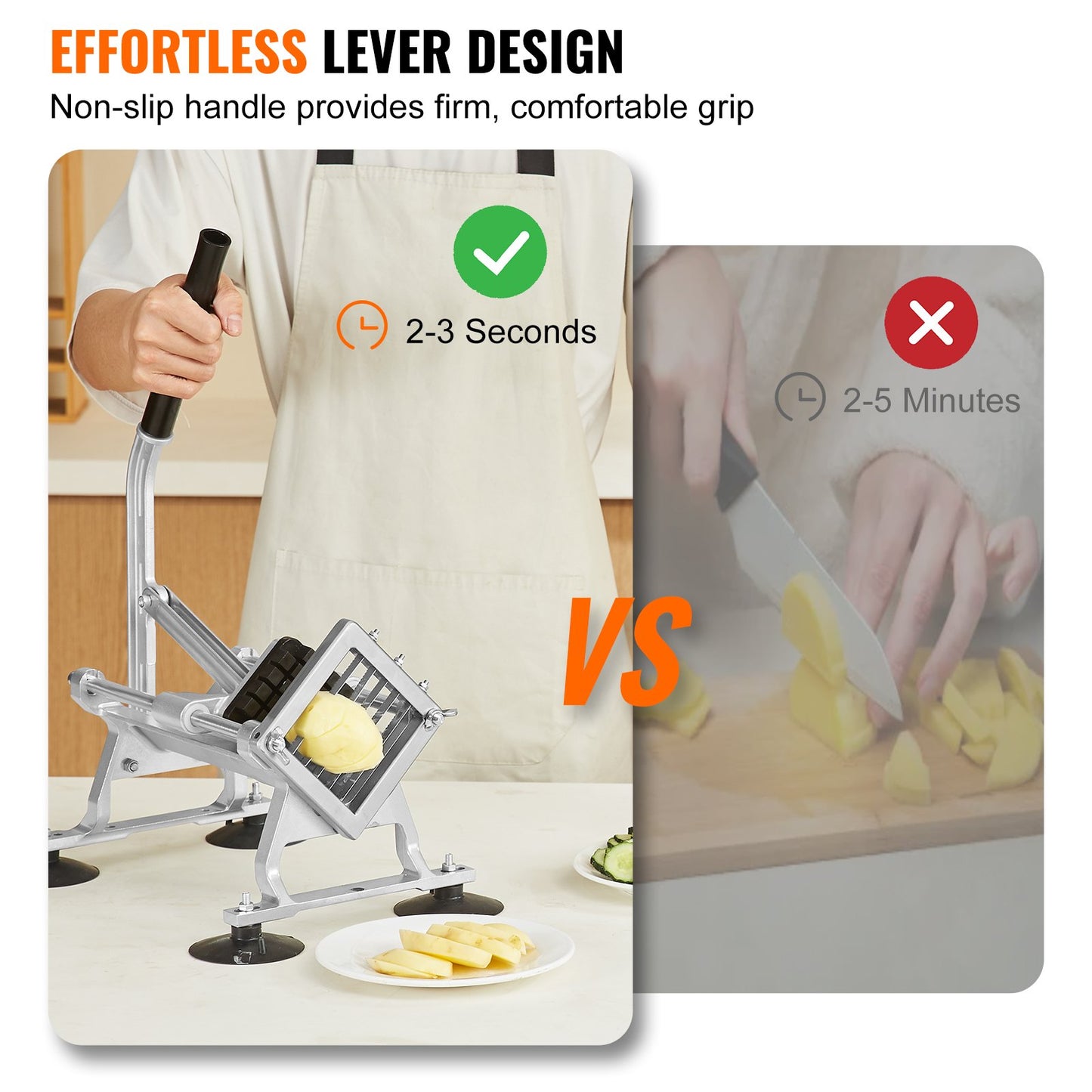 Commercial Vegetable Slicer, 1/2 inch Fruit Slicer, Stainless Steel and Aluminum Alloy Vegetable Cutter Slicer Machine, Manual Slicer with Non-slip Feet, for Radishes, Onions, Potatoes, Lemons - Image 3