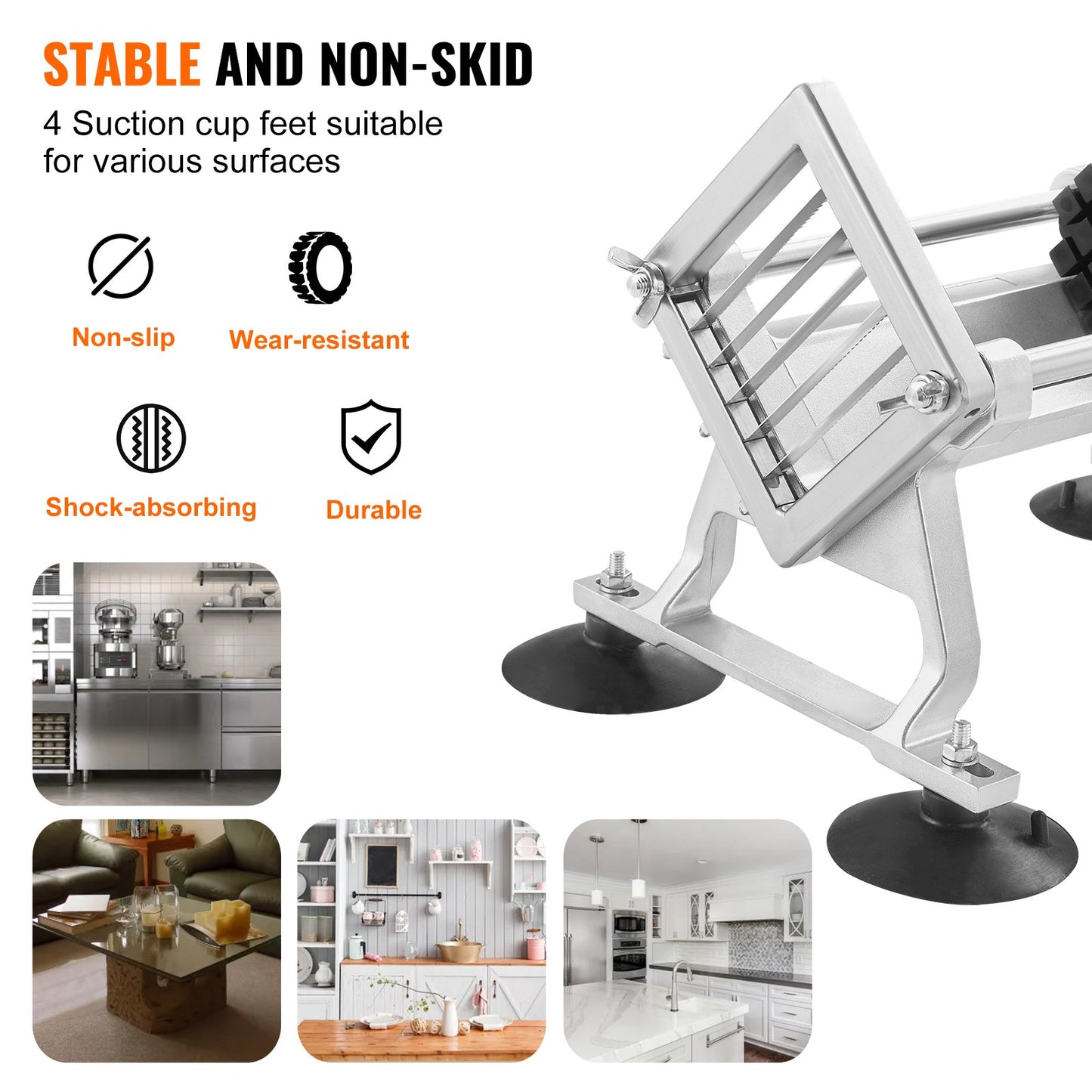 Commercial Vegetable Slicer, 1/2 inch Fruit Slicer, Stainless Steel and Aluminum Alloy Vegetable Cutter Slicer Machine, Manual Slicer with Non-slip Feet, for Radishes, Onions, Potatoes, Lemons - Image 5