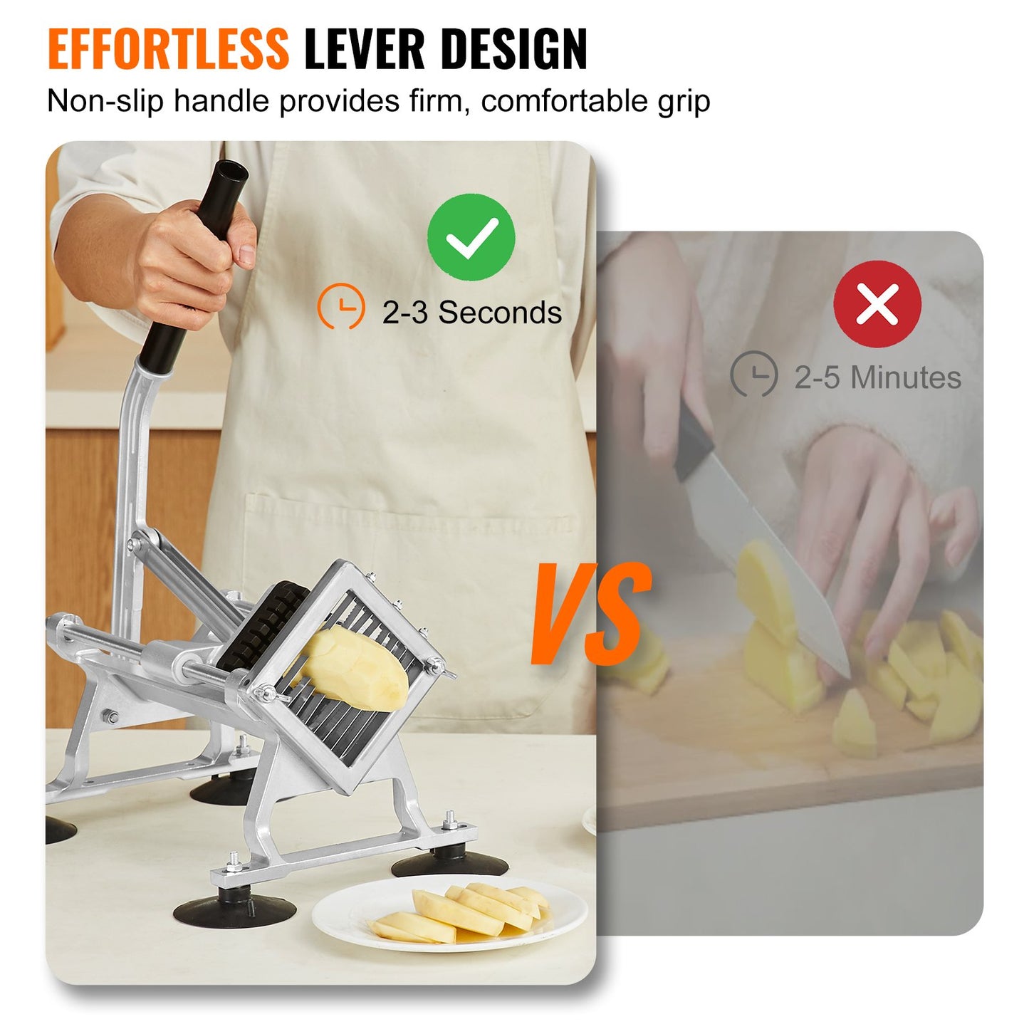 Commercial Vegetable Slicer, 3/8 inch Fruit Slicer, Stainless Steel and Aluminum Alloy Vegetable Cutter Slicer Machine, Manual Slicer with Non-slip Feet, for Radishes, Onions, Potatoes, Lemons - Image 3