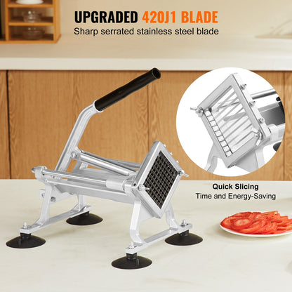 Commercial Vegetable Slicer, 3/8 inch Fruit Slicer, Stainless Steel and Aluminum Alloy Vegetable Cutter Slicer Machine, Manual Slicer with Non-slip Feet, for Radishes, Onions, Potatoes, Lemons - Image 4