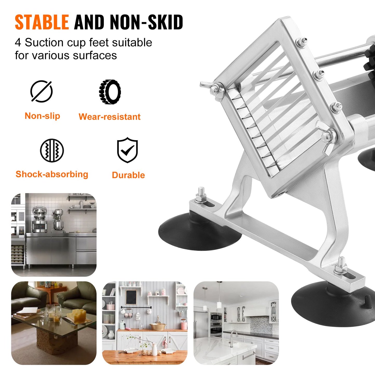 Commercial Vegetable Slicer, 3/8 inch Fruit Slicer, Stainless Steel and Aluminum Alloy Vegetable Cutter Slicer Machine, Manual Slicer with Non-slip Feet, for Radishes, Onions, Potatoes, Lemons - Image 5