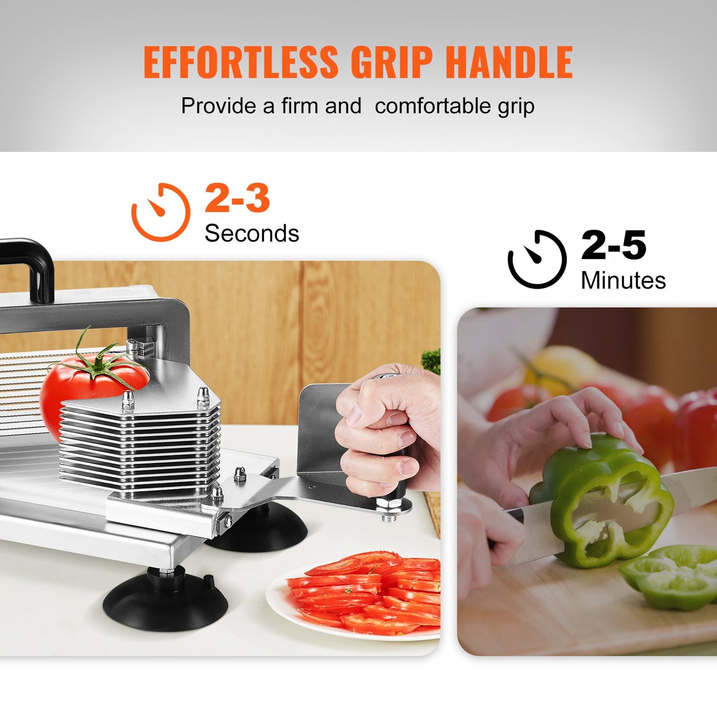 Commercial Tomato Slicer, 3/16 inch Tomato Cutter Slicer, Stainless Steel Heavy Duty Tomato Slicer Machine, Manual Tomato Slicer with Non-slip Feet, for Cutting Tomatoes, Cucumbers, Bananas - Image 3