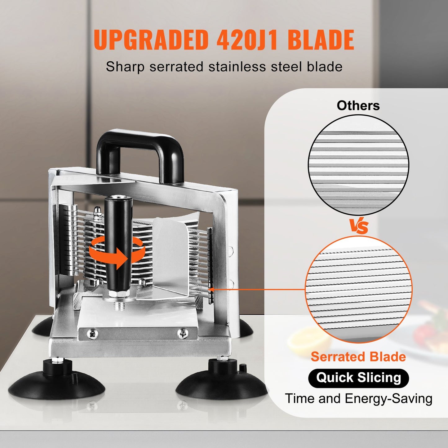 Commercial Tomato Slicer, 3/16 inch Tomato Cutter Slicer, Stainless Steel Heavy Duty Tomato Slicer Machine, Manual Tomato Slicer with Non-slip Feet, for Cutting Tomatoes, Cucumbers, Bananas - Image 4