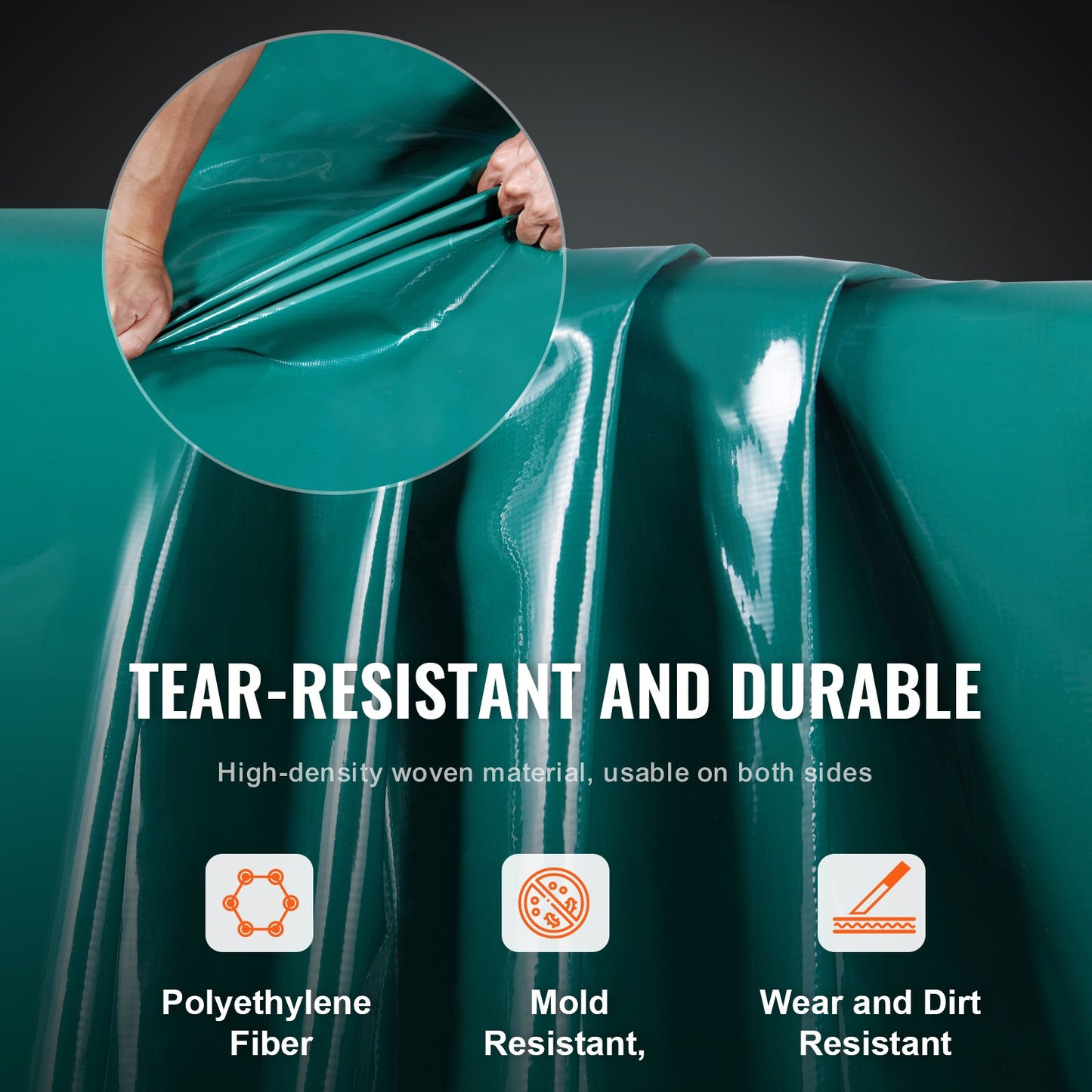 PVC Waterproof Tarp, 16.5 x 29.5 ft Heavy Duty PVC Tarpaulin, Tear-Proof and Weather-Proof, with Grommets and Reinforced Edges for Canopy Boat RV Tent Shelter Trailer Truck Cover, Green - Image 4