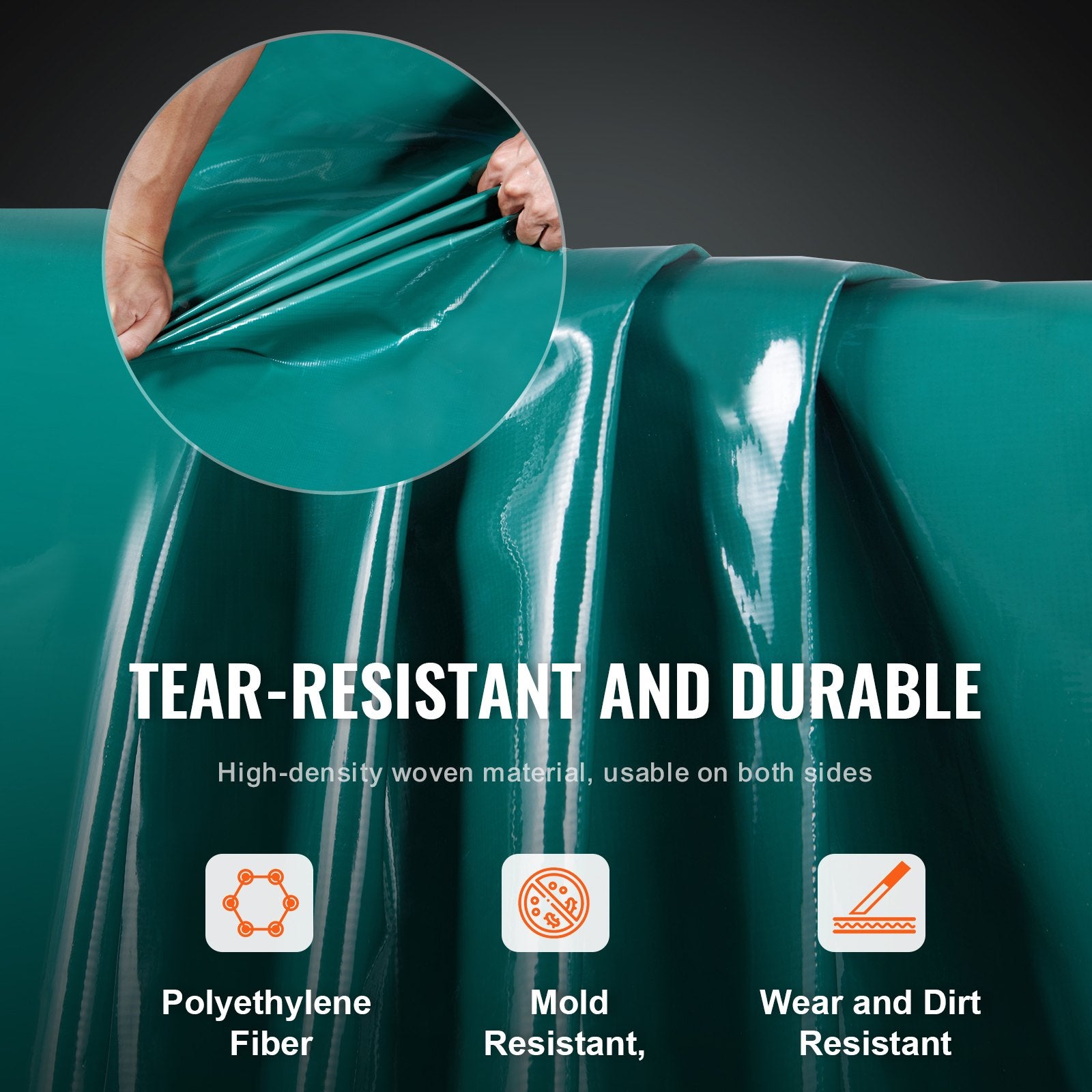 PVC Waterproof Tarp, 16.5 x 29.5 ft Heavy Duty PVC Tarpaulin, Tear-Proof and Weather-Proof, with Grommets and Reinforced Edges for Canopy Boat RV Tent Shelter Trailer Truck Cover, Green - Image 4