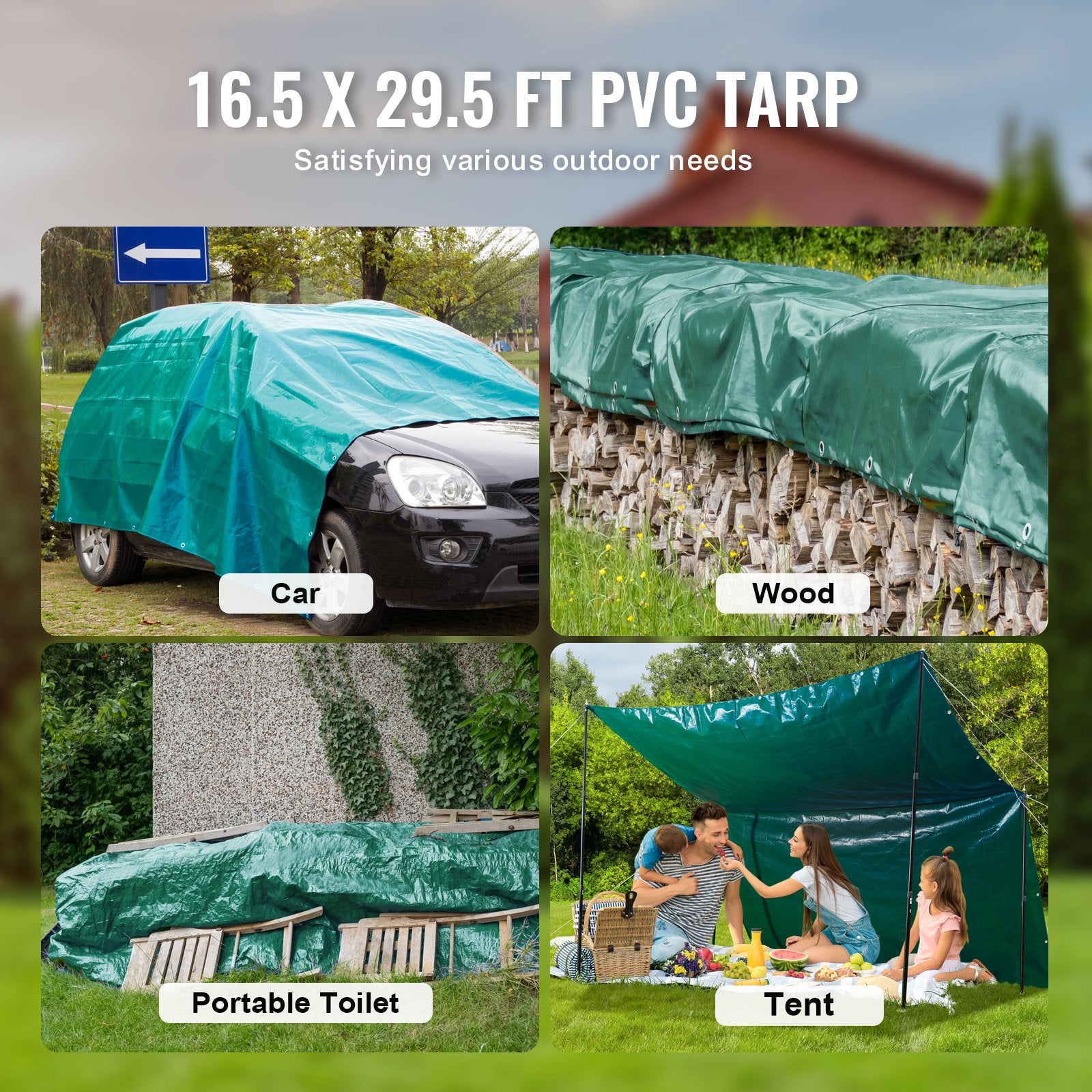 PVC Waterproof Tarp, 16.5 x 29.5 ft Heavy Duty PVC Tarpaulin, Tear-Proof and Weather-Proof, with Grommets and Reinforced Edges for Canopy Boat RV Tent Shelter Trailer Truck Cover, Green - Image 6