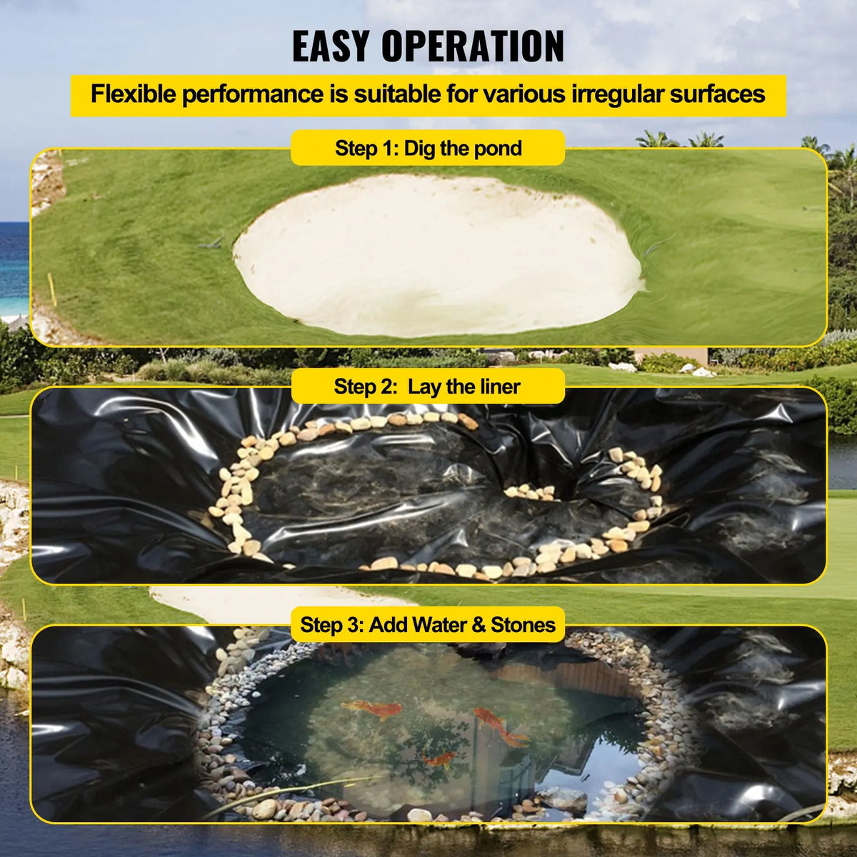 LLDPE Pond Liner 15x20 ft, Pond Liner 20 Mil, Fish Pond Liners for Waterfall, Pond and Fish Ponds - Image 4
