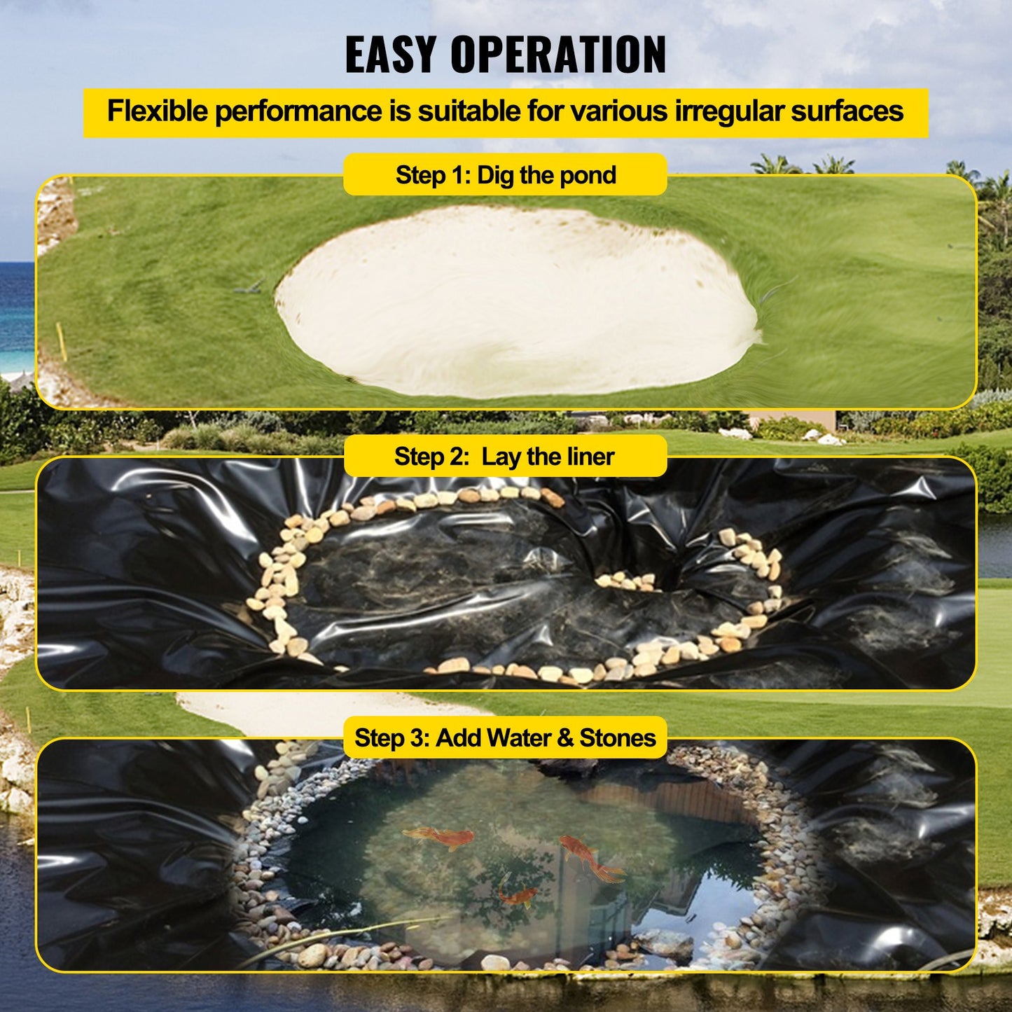 LLDPE Pond Liner 20x25 ft, Pond Liner 20 Mil, Fish Pond Liners for Waterfall, Pond and Fish Ponds - Image 4