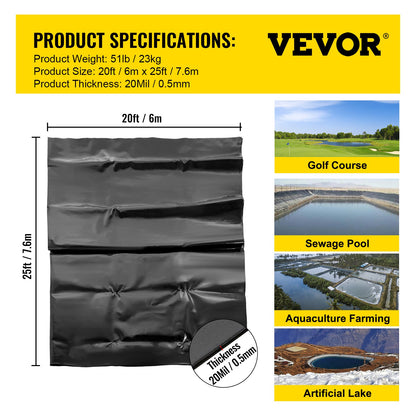 LLDPE Pond Liner 20x25 ft, Pond Liner 20 Mil, Fish Pond Liners for Waterfall, Pond and Fish Ponds - Image 7