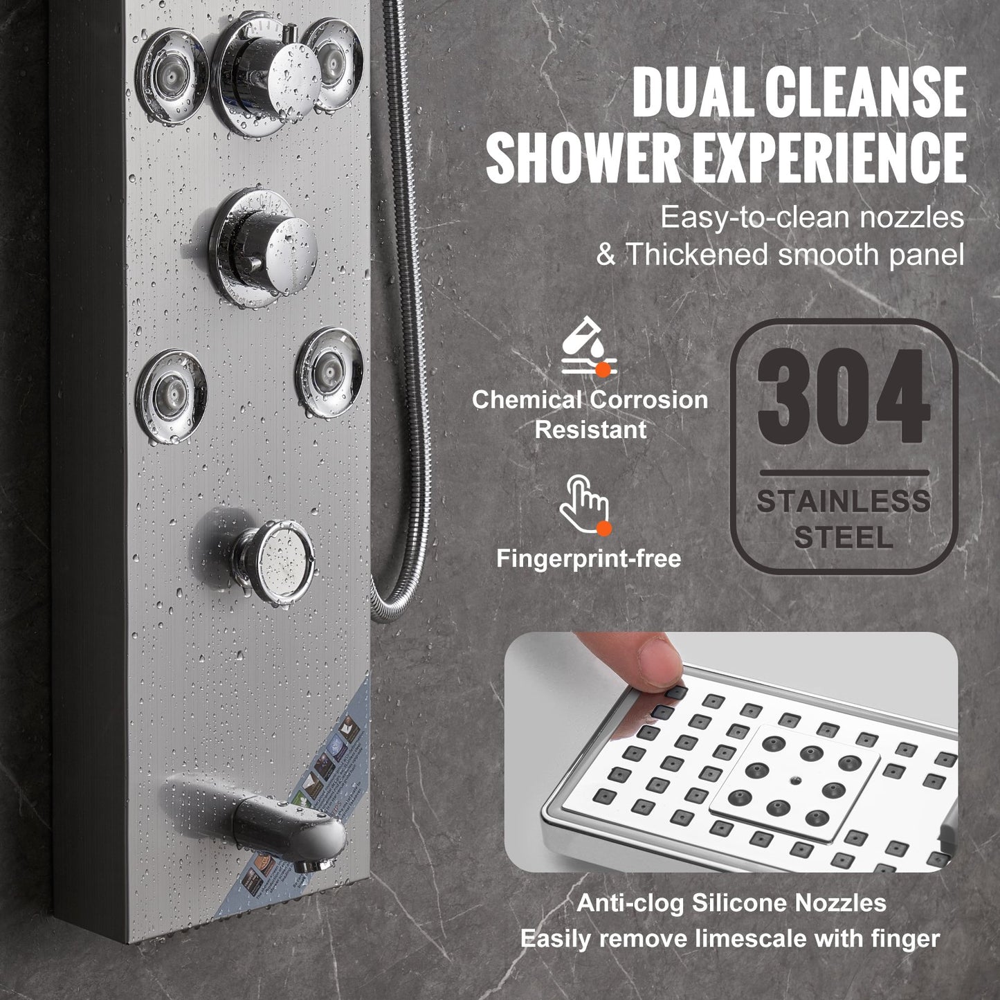 Shower Panel System, 6 Shower Modes, LED & Screen Hydroelectricity Shower Panel Tower, Rainfall, Waterfall, 8 Massage Jets, Tub Spout, Handheld Shower, Stainless Steel Wall-Mounted Shower Set - Image 6